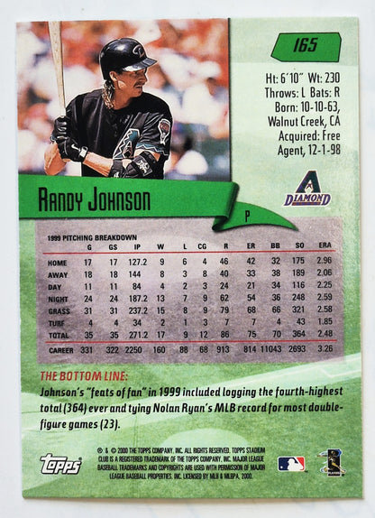 TOPPS 2000 Stadium Club Randy Johnson Arizona Diamondbacks #165 Baseballkarte TOPPS