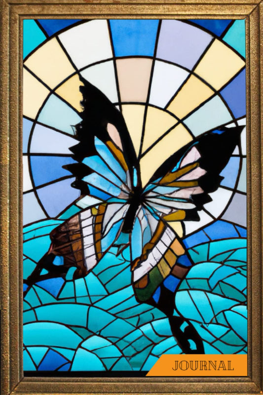 Journal: Blue Butterfly Stained Glass Design (New, 2023, Pbk, 120 pgs)