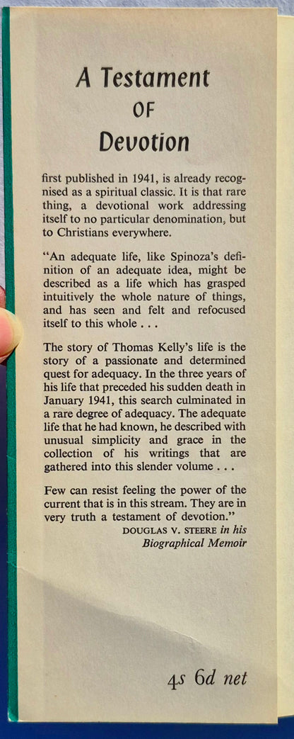 A Testament of Devotion by Thomas R. Kelly (Very good, 1961, HC, 114 pages, Hodder and Stoughton-London)