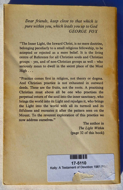 A Testament of Devotion by Thomas R. Kelly (Very good, 1961, HC, 114 pages, Hodder and Stoughton-London)