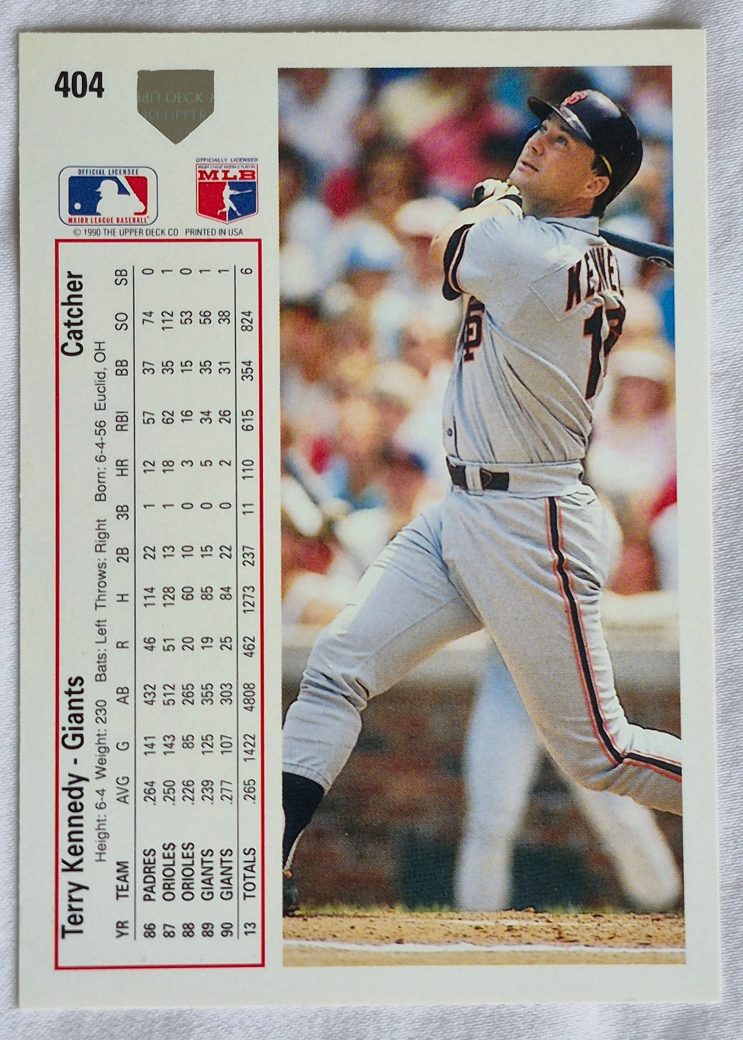 Kennedy Terry San Francisco Giants Catcher #404 Upper Deck 1991 Baseball Card