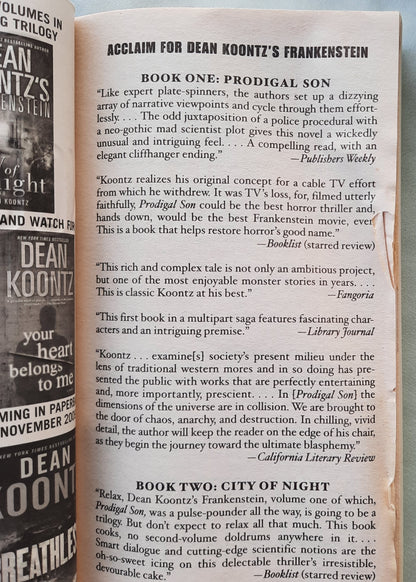 Dead and Alive by Dean Koontz (Frankenstein #3, Good, 2009, Pbk, 352 pages, Bantam Books)