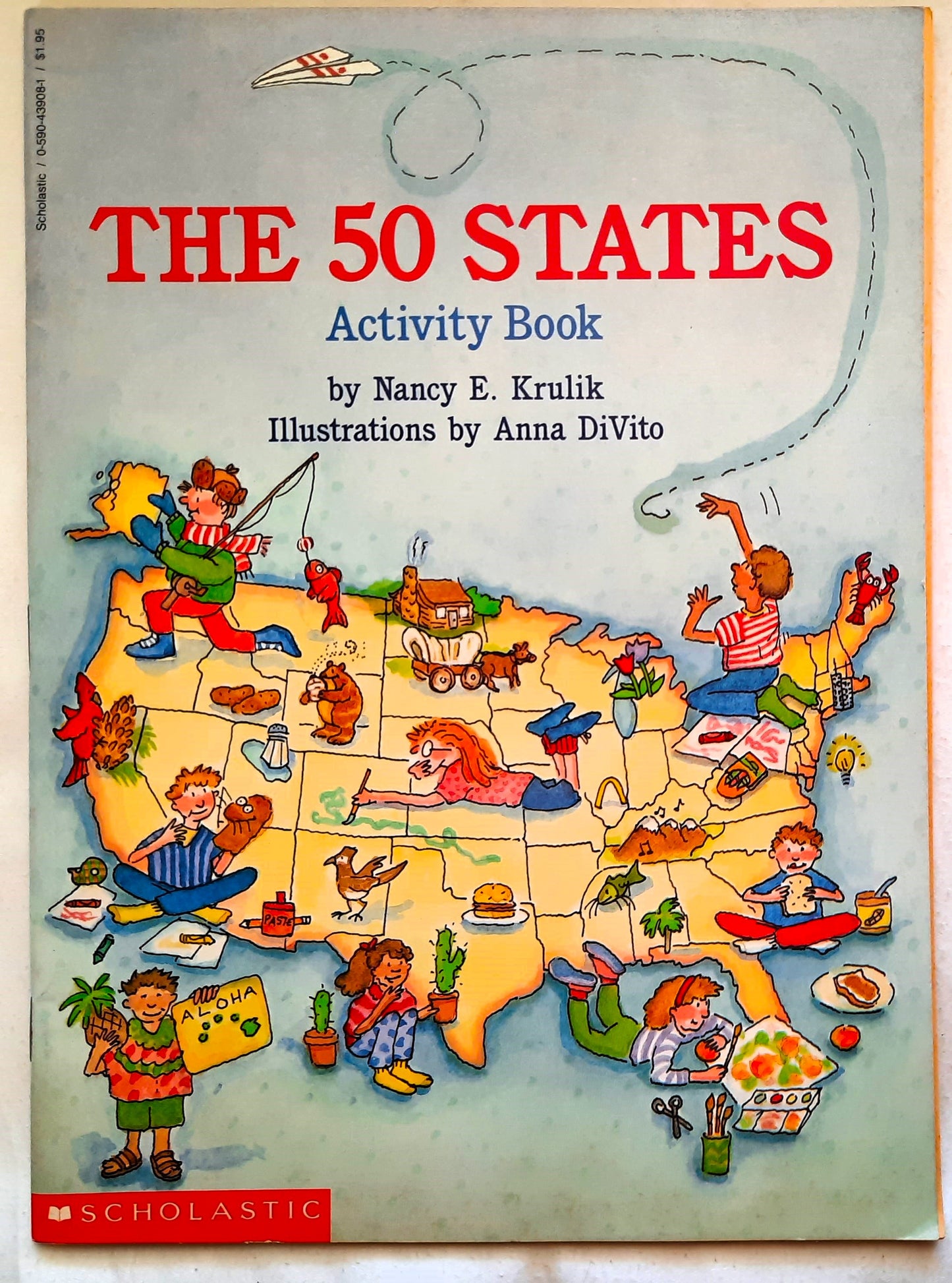 The 50 States Activity Book by Nancy E. Krulik (Very good, 1990, Pbk, 64 pages, Scholastic)