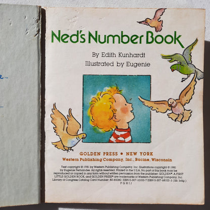 Ned's Number Book by Edith Kunhardt (Good, 1981, HC, 24 pages, First Little Golden Book)