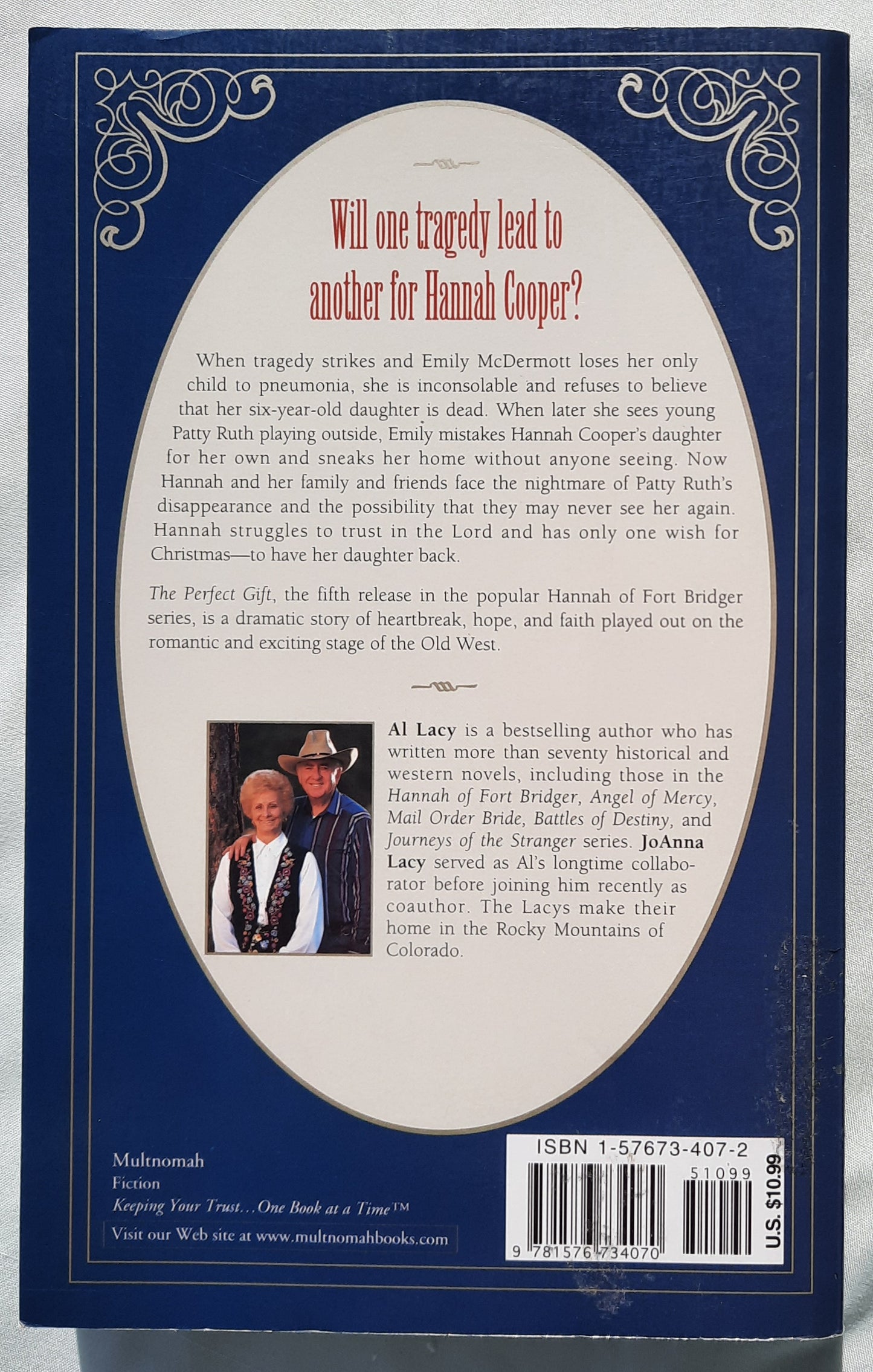 The Perfect Gift by Al & Joanna Lacy (Hannah of Fort Bridger #5, Very good, 1999, Pbk, 323 pages, Multnomah)