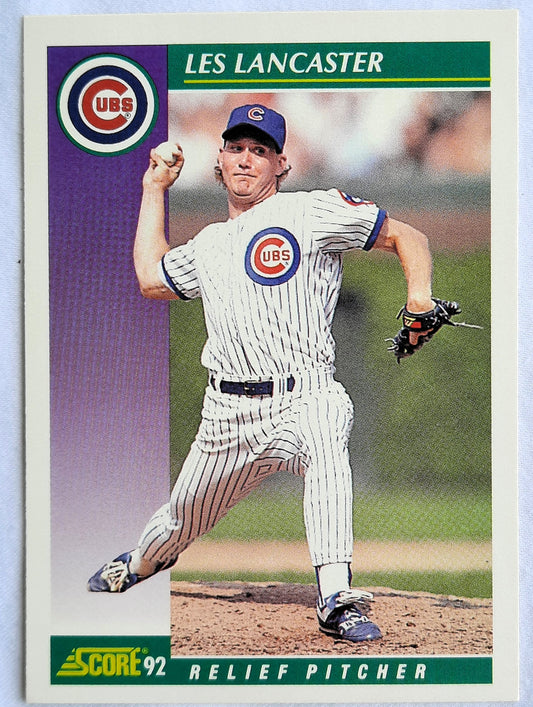 Score '92 Les Lancaster Chicago Cubs Relief Pitcher #348 Baseball Card Near Mint