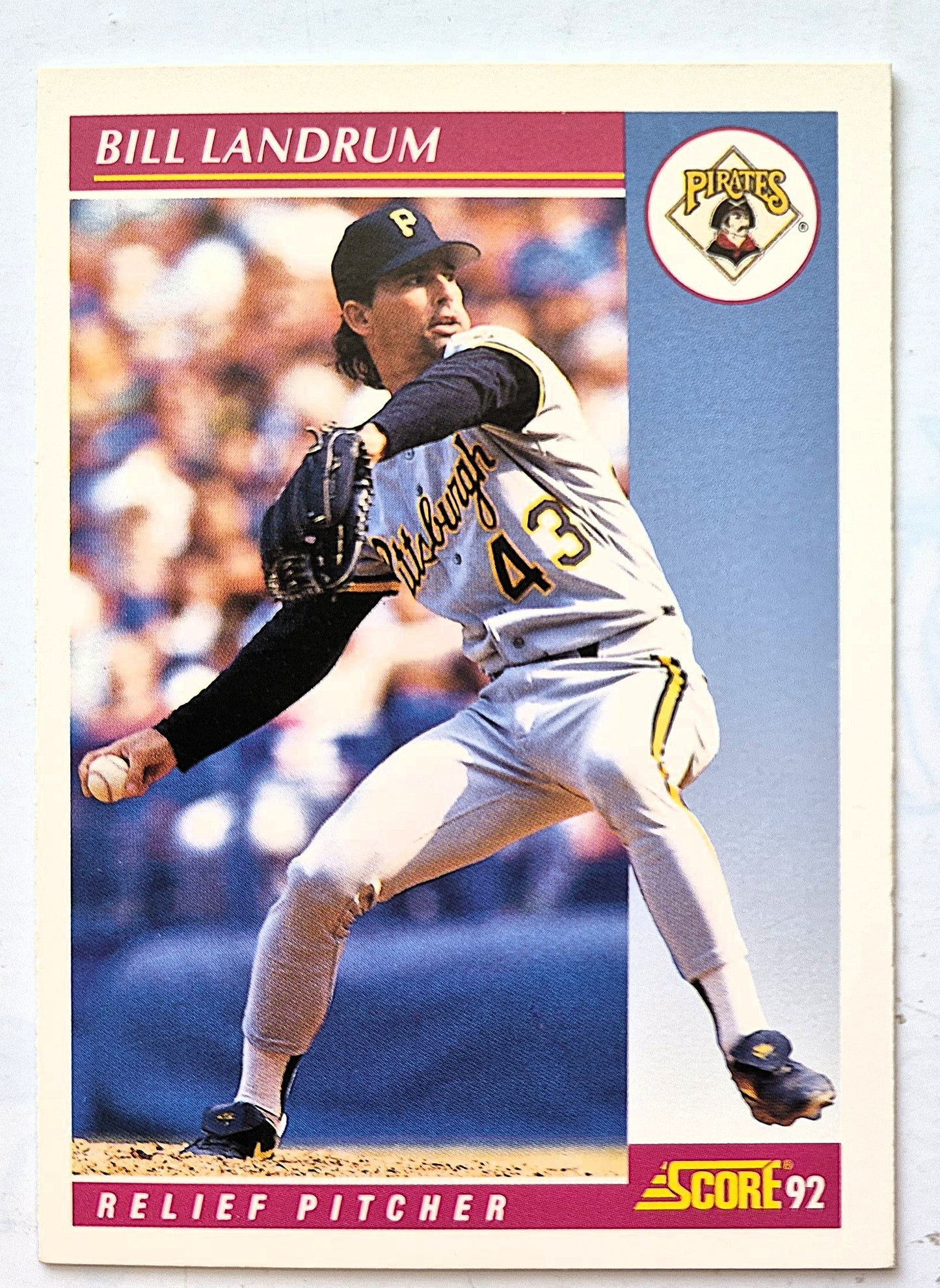 Landrum Bill Pittsburgh Pirates Relief Pitcher #196 Score '92 Baseball Card