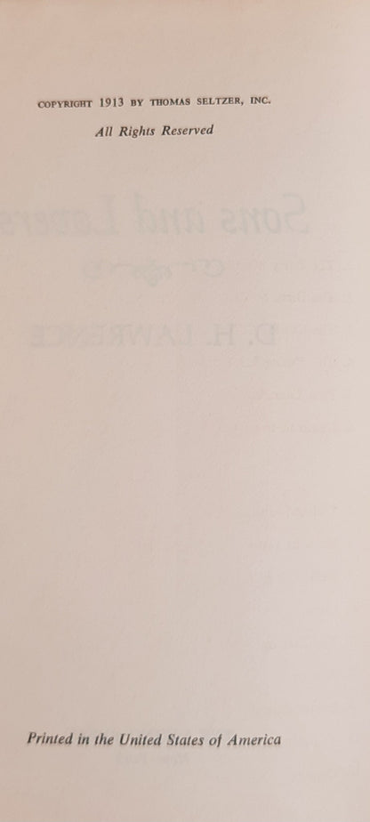 Sons and Lovers by D.H. Lawrence (Very good, 1913, HC, 436 pages, The Viking Press)
