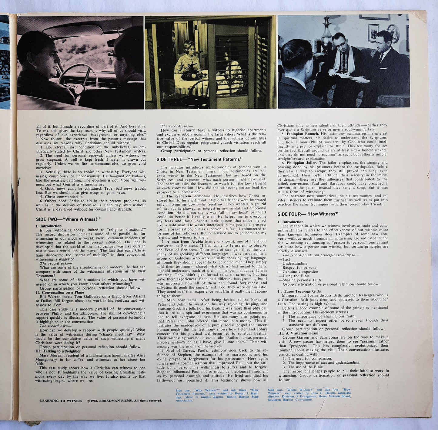 Learning to Witness Vinyl Record by Broadman Films (Very good, 1968, #444-002)
