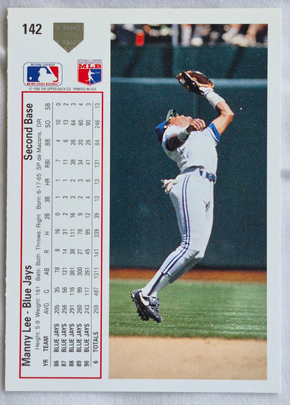 Lee Manny Toronto Blue Jays 2nd Base #142 Upper Deck 1991 Baseball Card