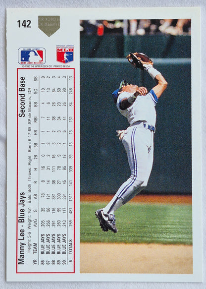 Lee Manny Toronto Blue Jays 2nd Base #142 Upper Deck 1991 Baseball Card