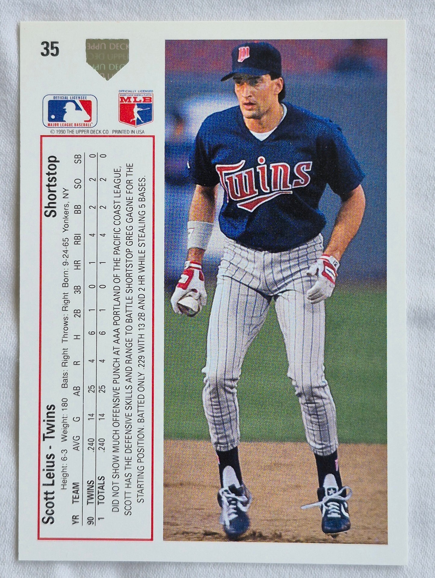 Leius Scott Minnesota Twins Shortstop #35 Upper Deck 1991 Baseball Card