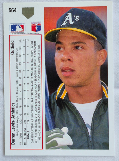 Lewis Darren Oakland Athletics Outfield #564 Upper Deck 1991 Baseball Card