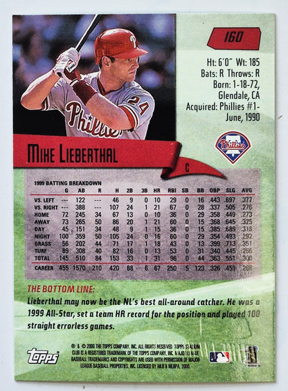 TOPPS 2000 Stadium Club Mike Lieberthal Philadelphia Phillies #160 Baseballkarte TOPPS