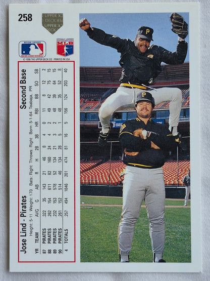 Lind Jose Pittsburgh Pirates 2nd Base #258 Upper Deck 1991 Baseball Card