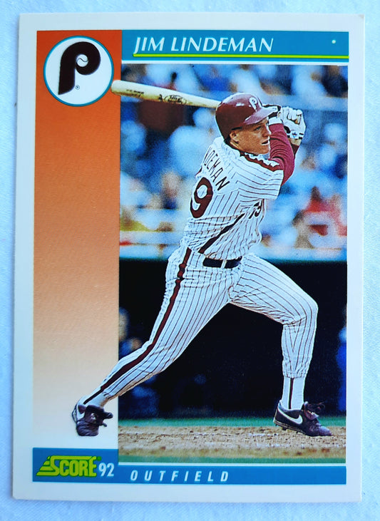 Score '92 Jim Lindeman Philadelphia Phillies Outfield #321 Baseball Card Near Mint