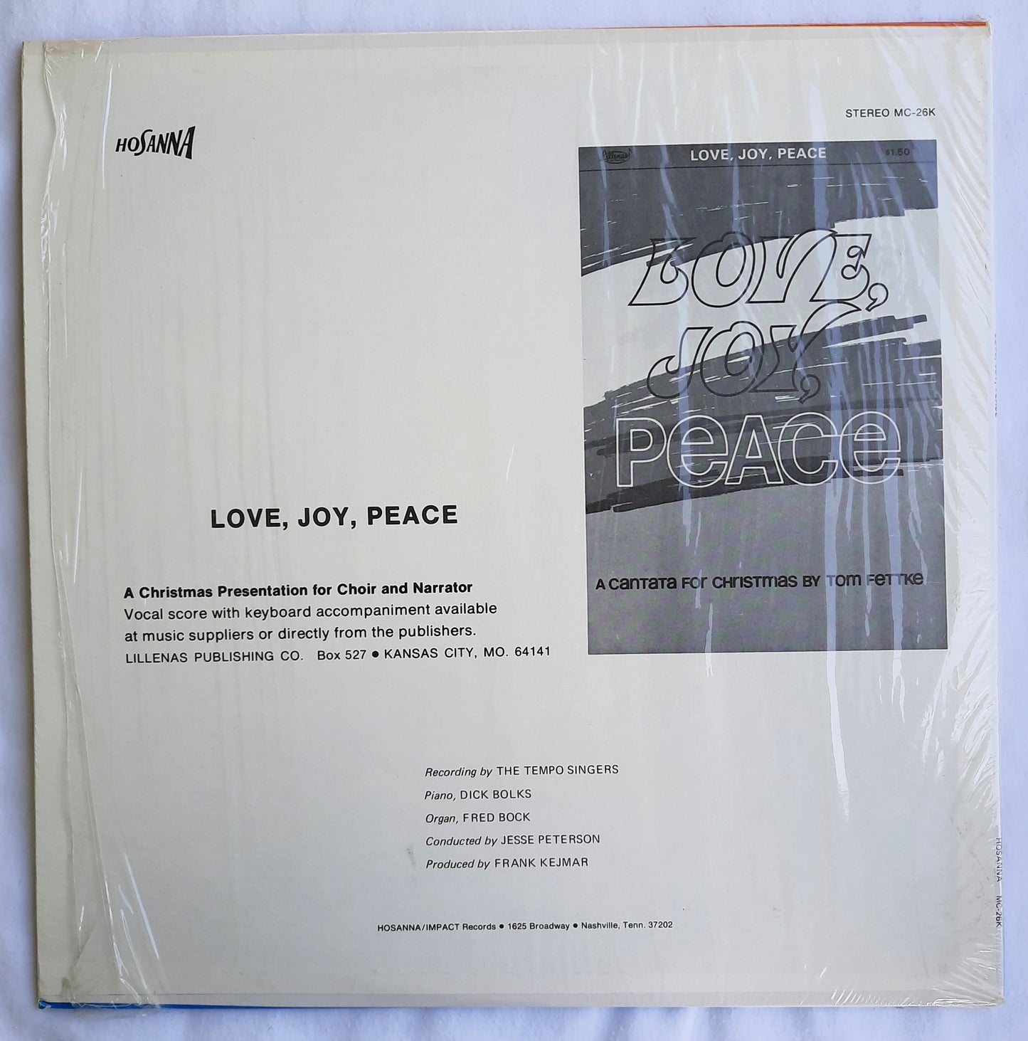 Hosanna: Love, Joy, Peace A Choral Presentation for Christmas Vinyl Record (Very Good, 1973)