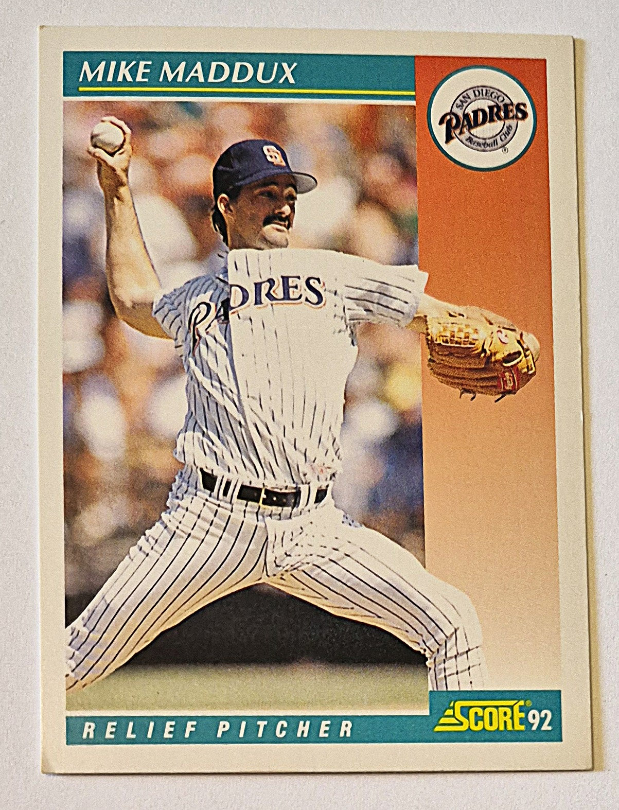 Maddux Mike San Diego Padres Relief Pitcher #313 Score '92 Baseball Card
