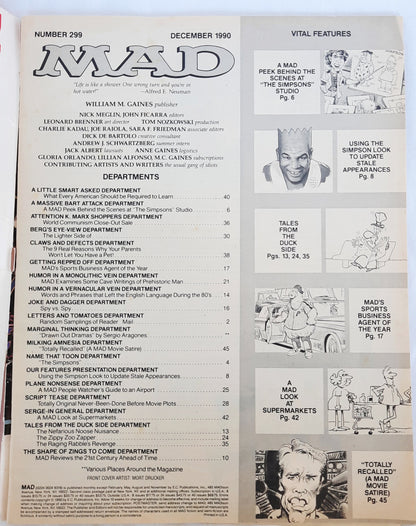 Mad Magazine No. 299 The Simpsons; Total Recall (Good, December 1990. Pbk, 48 pages)