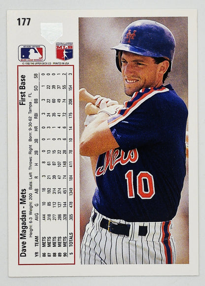 Magadan Dave New York Mets 1st Base #177 Upper Deck 1991 Baseball Card