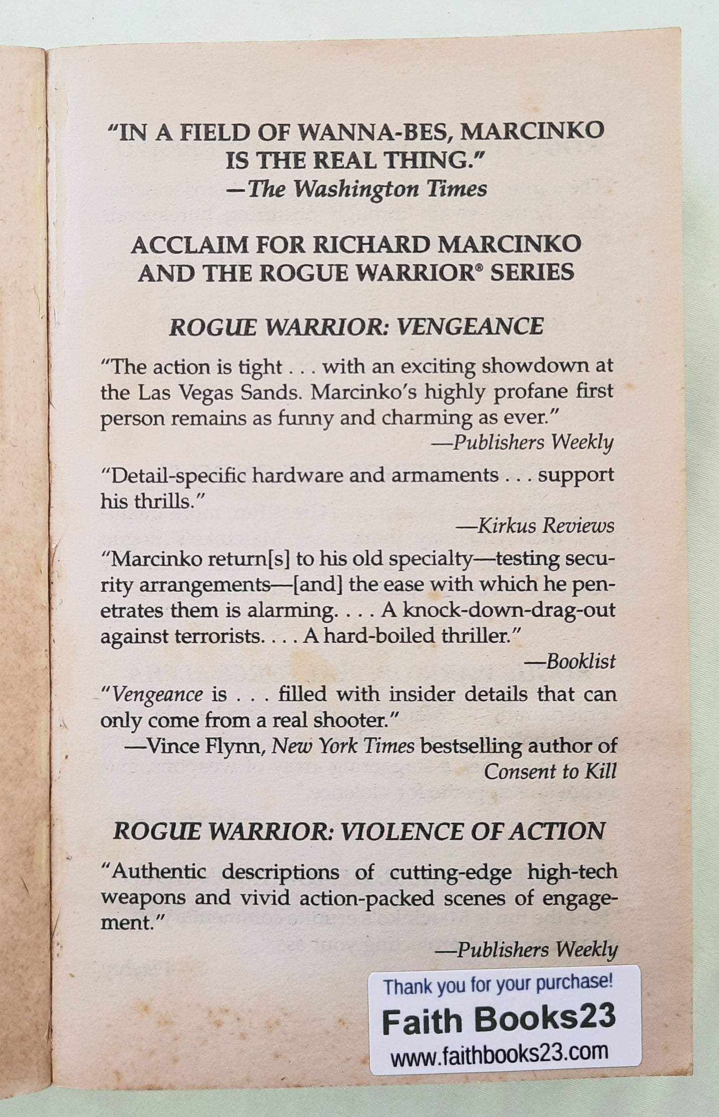 Vengeance von Richard Marcinko; Jim DeFelice (Rogue Warrior #11, Sehr gut, 2006, Pbk, 438 Seiten, Atria Books)