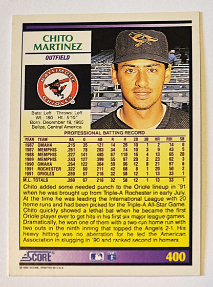 Martinez Chito Baltimore Orioles Outfield #400 Rookie Prospect Score '92 Baseball Card