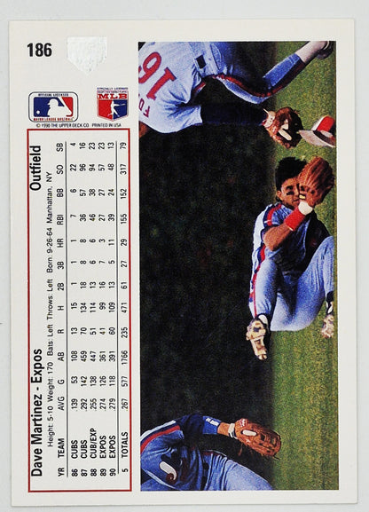 Martinez Dave Montreal Expos Outfield #186 Upper Deck 1991 Baseball Card