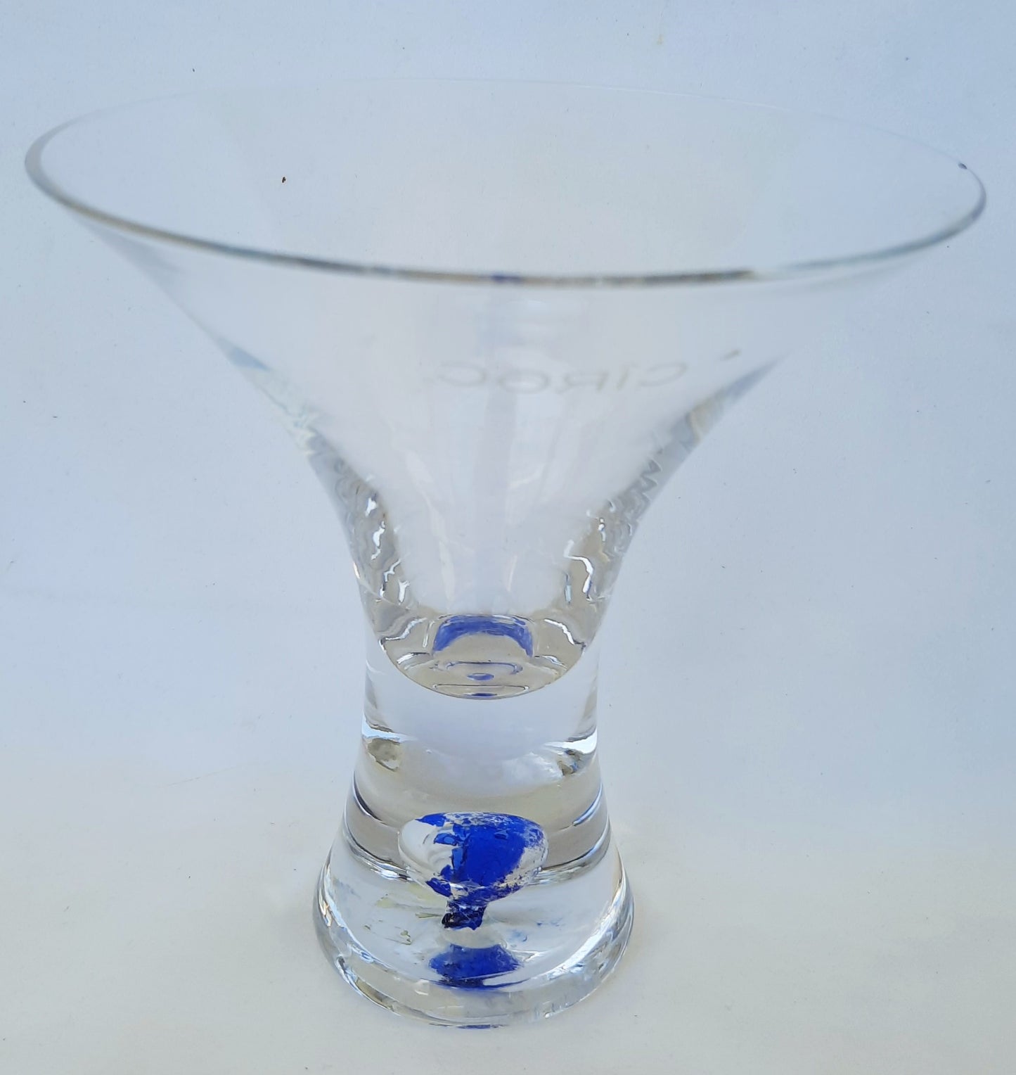 Ciroc Martini Cocktail Bubble Base Hand-Blown, Tapered Glass 5" H x4.75" W