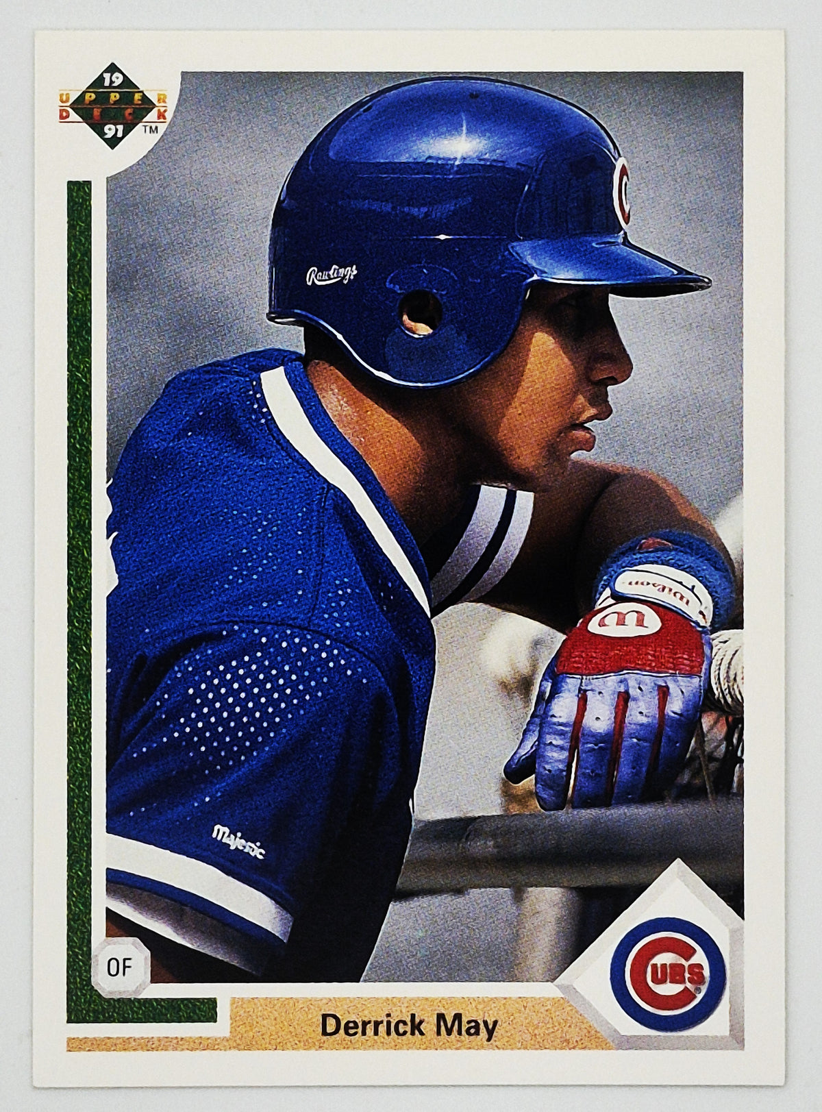 Tarjeta de béisbol de May Derrick Chicago Cubs Outfield #334 Upper Deck 1991