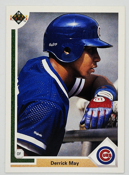 Tarjeta de béisbol de May Derrick Chicago Cubs Outfield #334 Upper Deck 1991