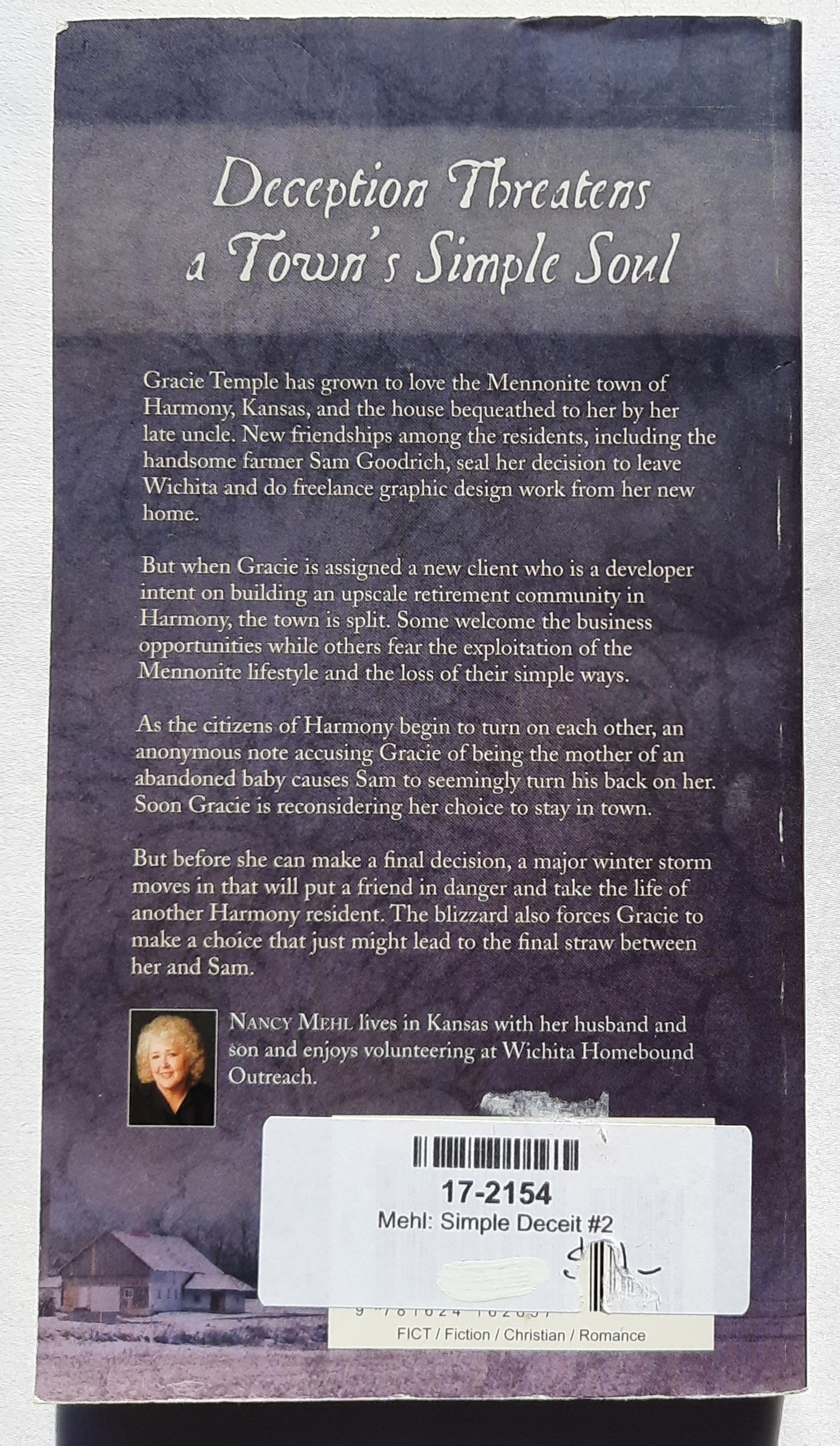 Simple Deceit #2 by Nancy Mehl (The Harmony Series, New, 2010, Pbk, 363 pages, Barbour)