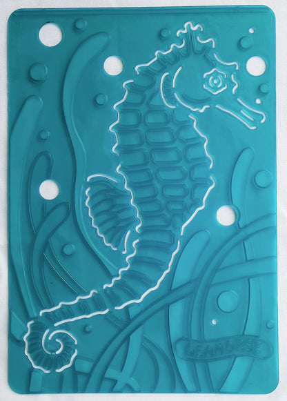 Melissa and Doug SET 4 Sea Creatures Textured Stencils/Rubbing Plates: Seahorse, Mud Crab, Sea Turtle, Butterfly Fish