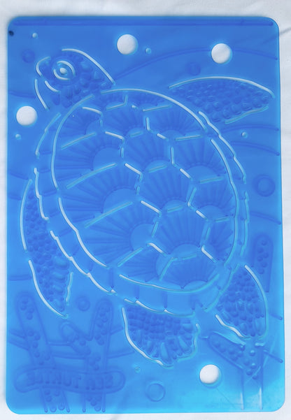 Melissa and Doug SET 4 Sea Creatures Textured Stencils/Rubbing Plates: Seahorse, Mud Crab, Sea Turtle, Butterfly Fish