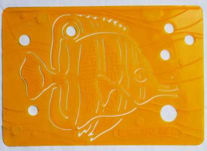 Melissa and Doug SET 4 Sea Creatures Textured Stencils/Rubbing Plates: Seahorse, Mud Crab, Sea Turtle, Butterfly Fish