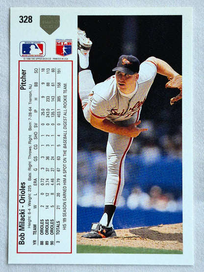 Milacki Bob Baltimore Orioles Pitcher #328 Upper Deck 1991 Baseball Card