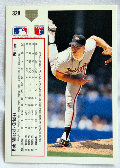 Milacki Bob Baltimore Orioles Pitcher #328 Upper Deck 1991 Baseball Card