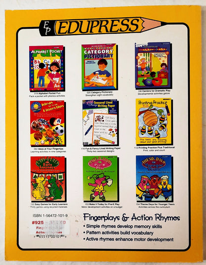 Finger Plays & Action Rhymes ages 4-7 by Linda Milliken (Edupress, Very good, 1996, Pbk, 144 pages)