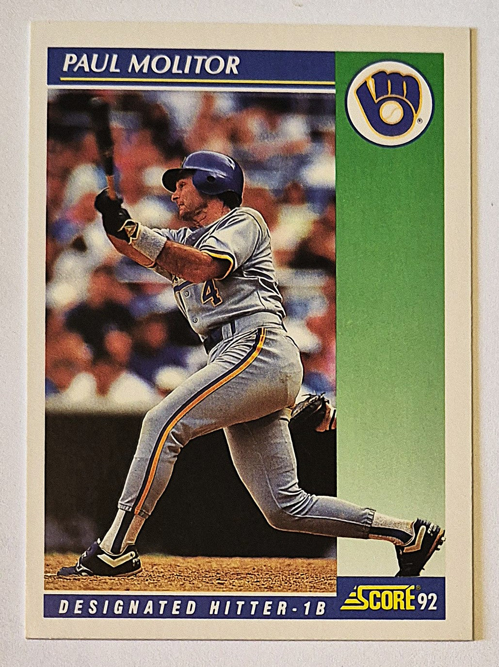Molitor Paul Seattle Mariners Designated Hitter-1B #61 Score '92 Baseball Card