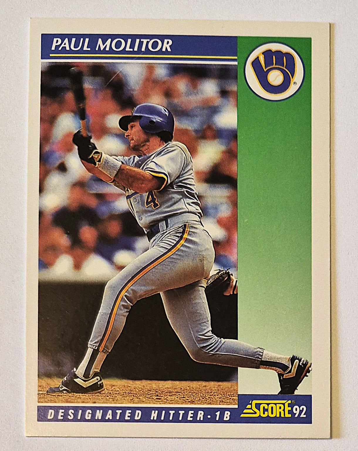 Molitor Paul Seattle Mariners Designated Hitter-1B #61 Score '92 Baseball Card