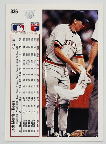 Morris Jack Detroit Tigers Pitcher #336 Upper Deck 1991 Tarjeta de Béisbol