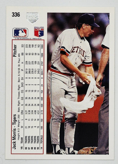 Morris Jack Detroit Tigers Pitcher #336 Upper Deck 1991 Tarjeta de Béisbol