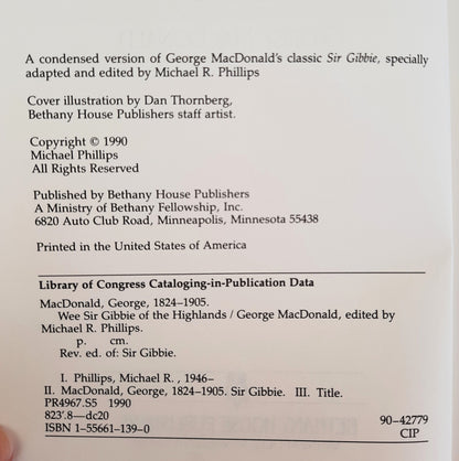 Wee Sir Gibbie of the Highlands by George MacDonald (Very good, 1990 HC, 239 pages, Bethany House)