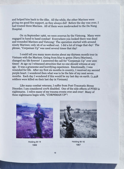 Marine Down, Corpsman Up! von HMCM Ronald "Doc" Mosbaugh, Retired (vom Autor signiert, Sehr gut, 2018, Pbk. 115 Seiten)