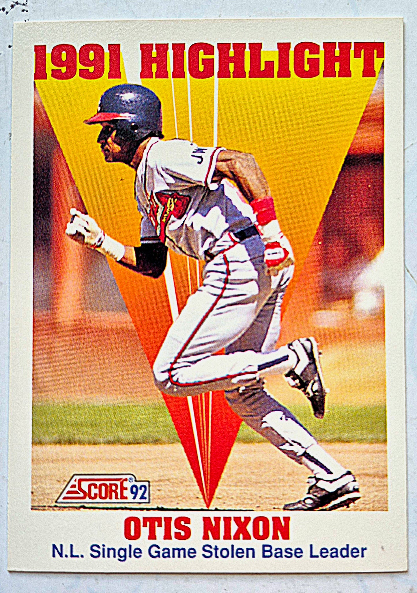 1991 Highlight Otis Nixon NL Single Game Stolen Base Leader #429 Score '92 Baseball Card