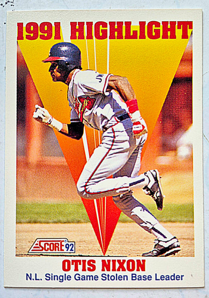 1991 Highlight Otis Nixon NL Single Game Stolen Base Leader #429 Score '92 Baseball Card