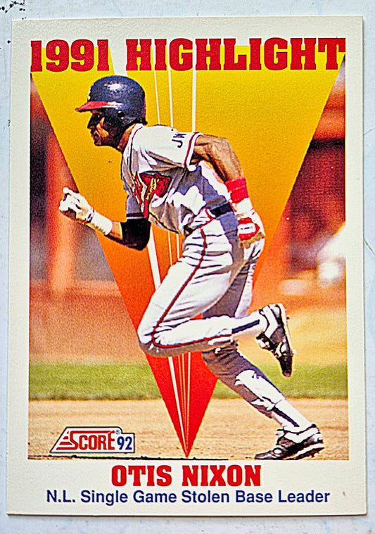 1991 Highlight Otis Nixon NL Single Game Stolen Base Leader #429 Score '92 Baseball Card