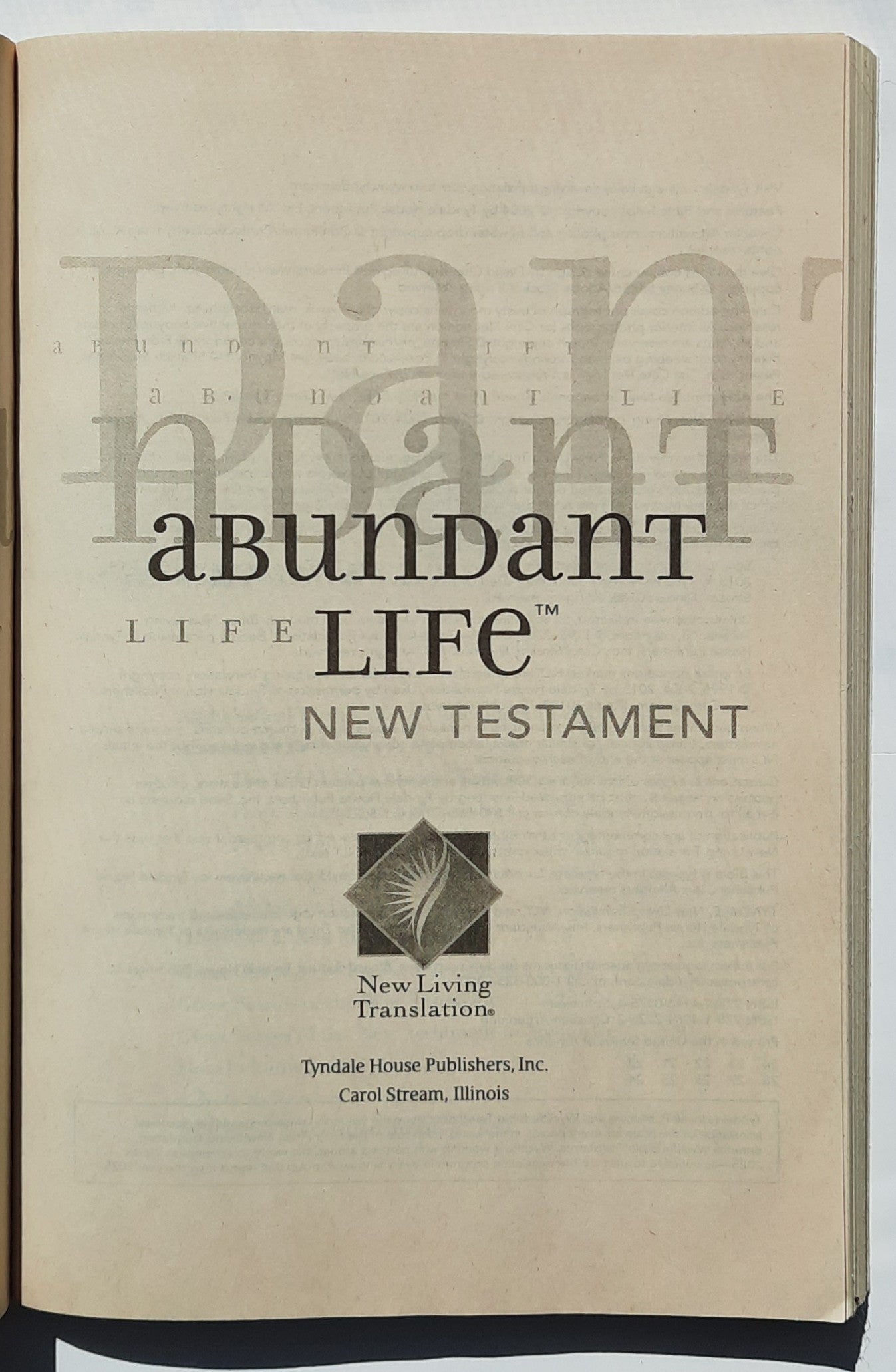 NLT Abundant Life New Testament (Very good, 2004, Pbk, 230 pages, Tyndale House)