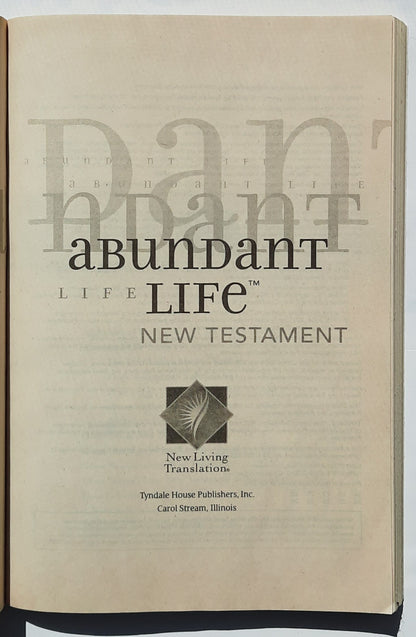 NLT Abundant Life New Testament (Very good, 2004, Pbk, 230 pages, Tyndale House)