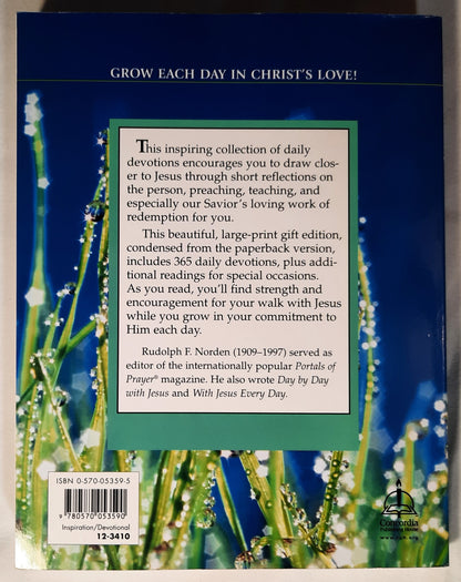 Each Day with Jesus: Daily Devotions Through the Year by Rudolph F. Norden (Very good, 1999, Pbk, Large Print, 373 pages, Concordia Publishing)