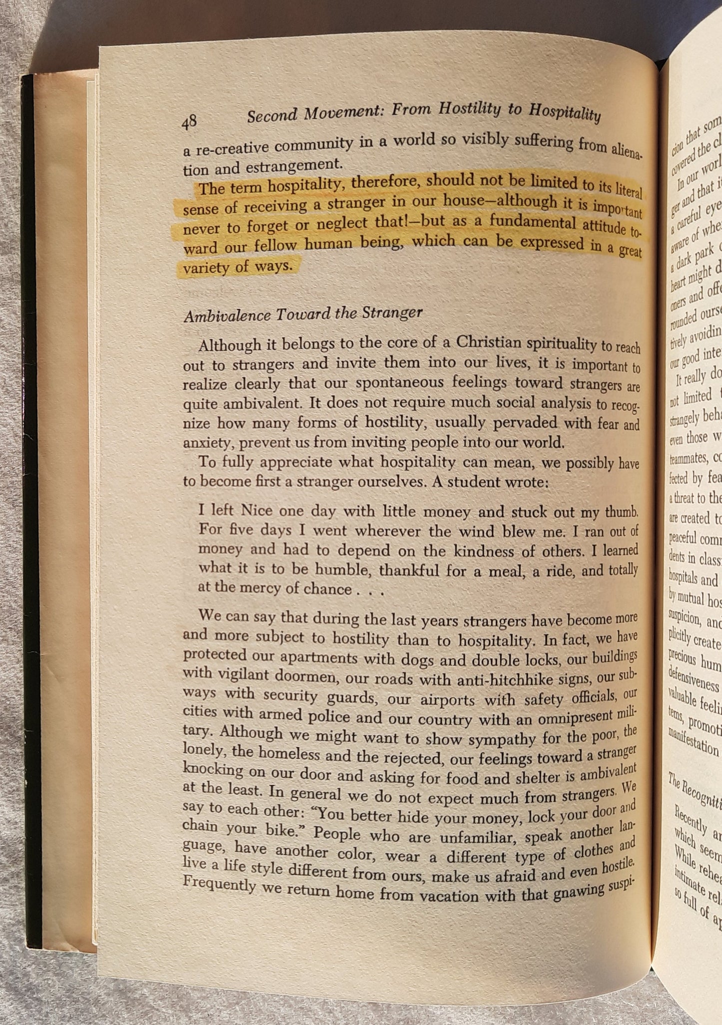 Reaching Out: The Three Movements of the Spiritual Life by Henri J. M. Nouwen (Good, 1975, HC, 120 pages, Doubleday & Co.)